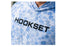 Closeup of Hookset Blue Ice UPF 50 fishing hoodie logo